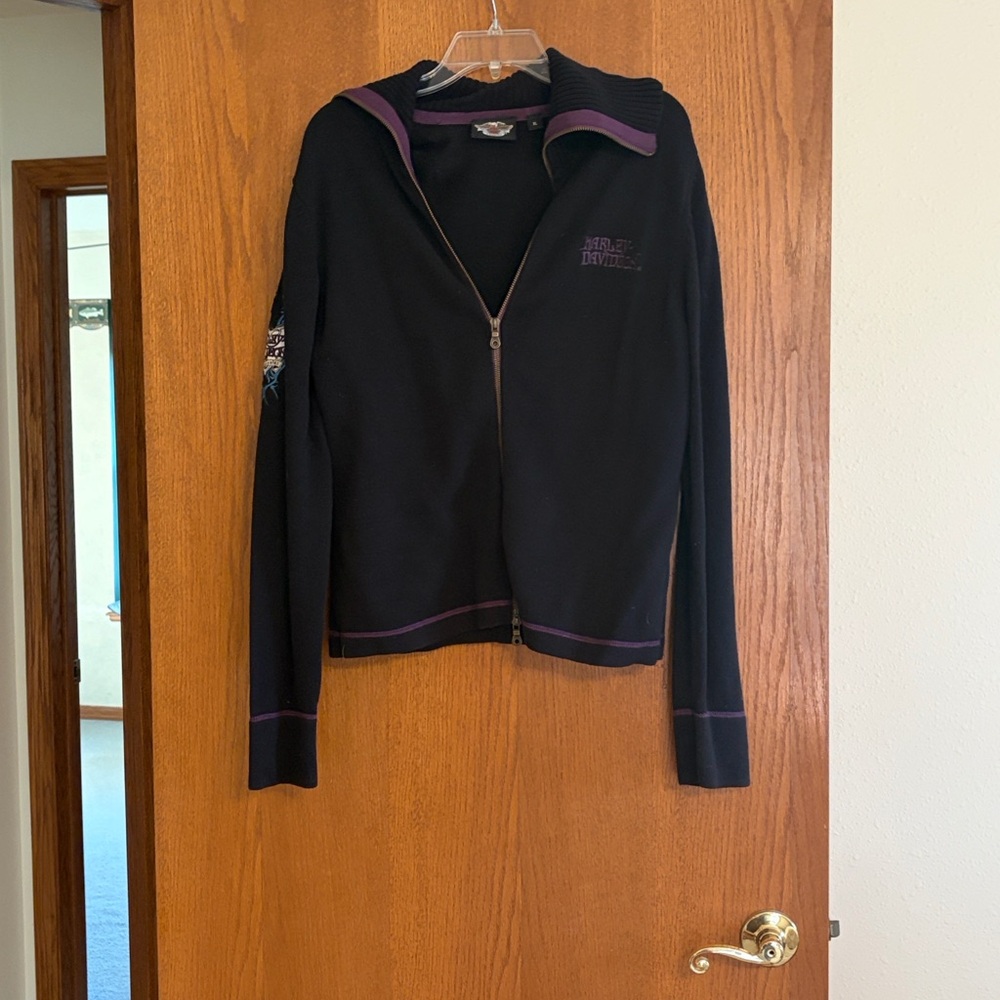 Harley-Davidson Black and Purple Women's Cardigan